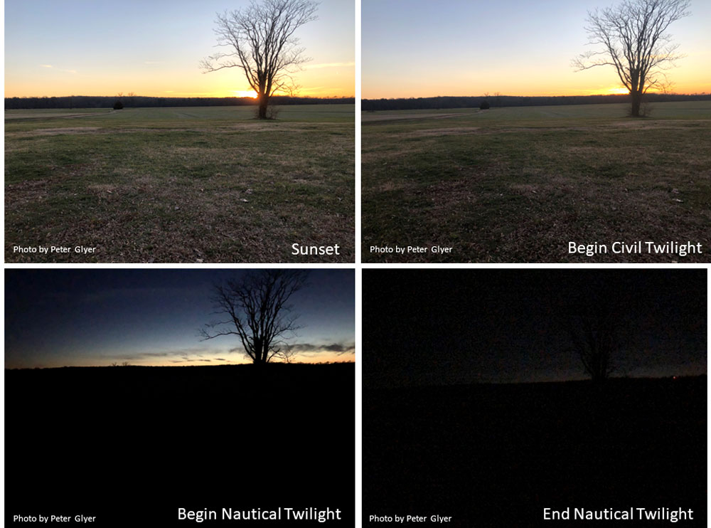 Four sunset photographs.
